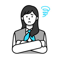 悩むビジネスウーマンのイラスト