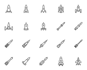 Spaceship rocket line icons set © alekseyvanin