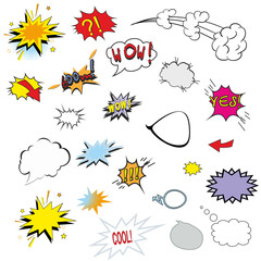 Fototapeta na wymiar Comic Colorful Burst Of Speech Bubbles Set. Vector illustration