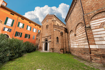 Bologna, Basilica of Santo Stefano or the Seven Churches, on the left the Basilica of Saints Vitale and Agricola, on the right the basilica of the Sepulcher. Emilia-Romagna, Italy, Europe.