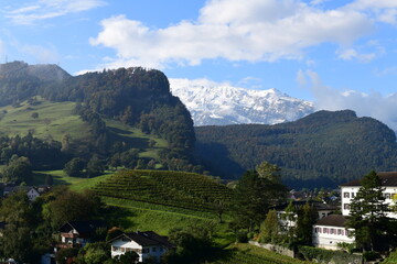 Fototapeta na wymiar swiss alpine village in summer