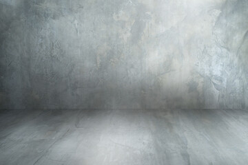 Background, floor, studio. Room empty of cement floor. Gray room cement or concrete wall texture background and sun light.