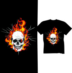 fire & Skull T-shirt Design