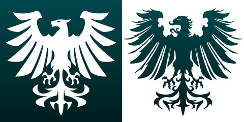 Eagle Crest,ワシの紋章, old and new style heraldic vector emblem