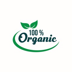 100% Organic food label logo design 