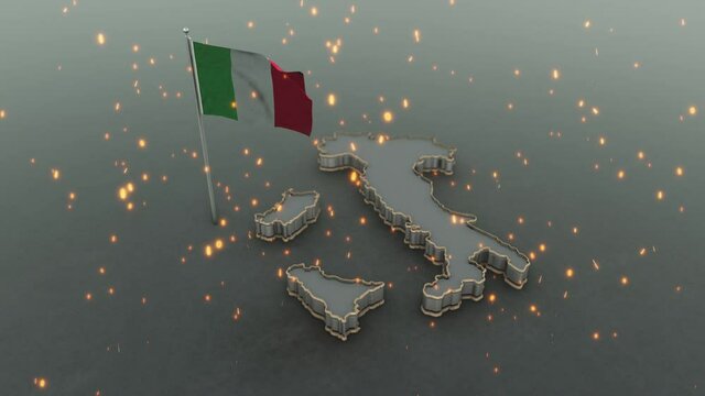 3D animation of the map of italy