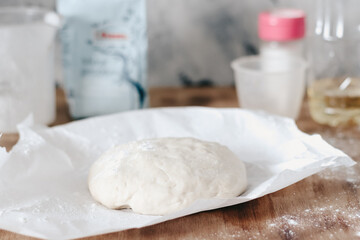 no yeast dough on a wooden background