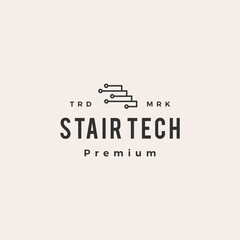stair technology digital hipster vintage logo vector icon illustration