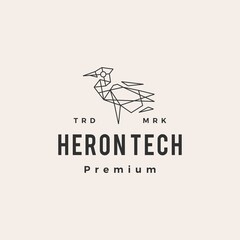 heron tech hipster vintage logo vector icon illustration