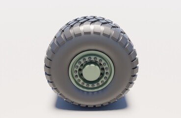 Realistic 3D model of wheel from off-road truck scene 3D rendering wallpaper backgrounds
