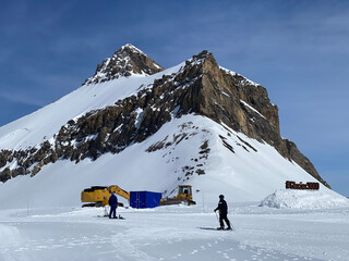 Snowy alpine mountain peak Oldenhorn (Oldehore or Becca d'Audon) located in a mountain massif Les...