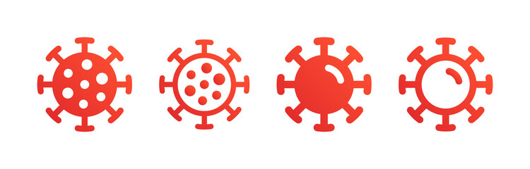 Set of coronavirus or flu virus vector icons isolated on a white background.