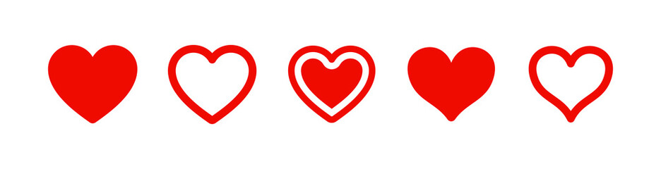 Red heart icon vector illustration. Valentine symbol.