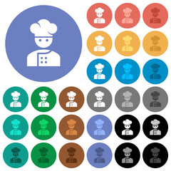 Chef round flat multi colored icons