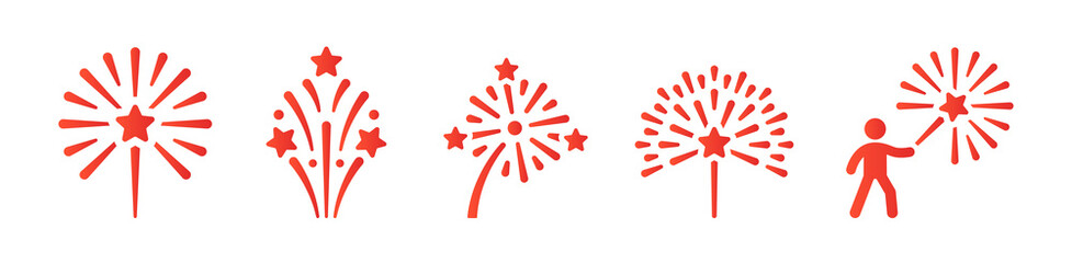 Fireworks for celebrate a festival event. Vector icon design set.