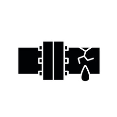 Water leak from pipe glyph icon. Plumbing. Thin line customizable illustration. Contour symbol. Vector isolated outline drawing.