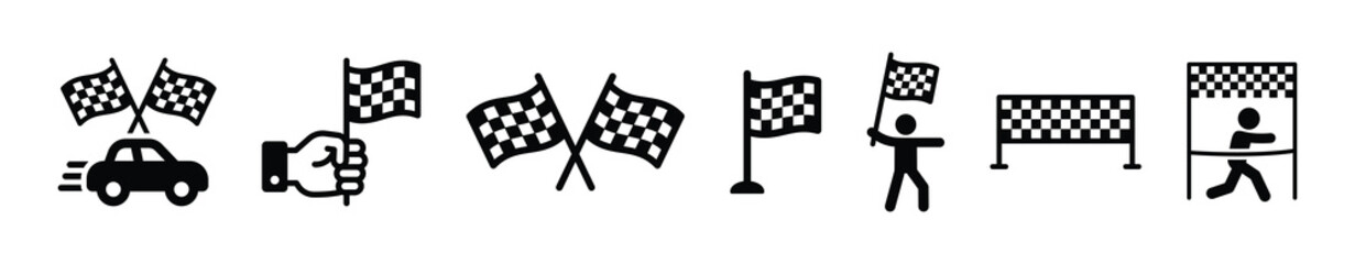 Checkered flag, clipart racing finish flags vector.
