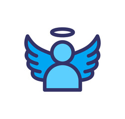 Angel vector icon in blue color.