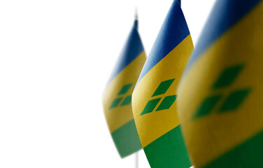 Small national flags of the Saint Vincent on a white background