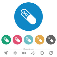Medicine with dna molecule flat round icons