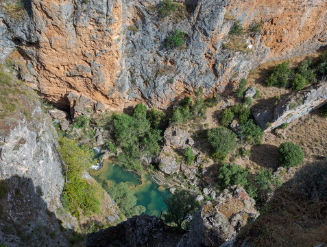 Views of the River Jucar from the viewpoint of Ventano del Diablo, in Serrania of Cuenca Natural Park, province of Cuenca, Spain