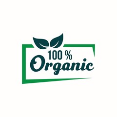 100% Organic label logo design