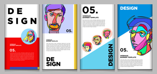 Vector webinar banner template with colorful abstract shape