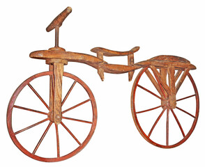 Fototapeta na wymiar Old wooden bike from the twenties of the 19th century