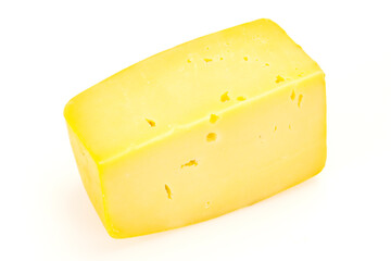 Hard yellow tasty cheese brick