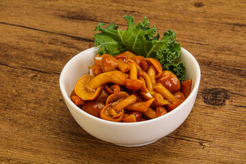 Marinated mushroom - honey agaric in the bowl