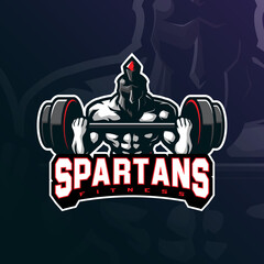 Spartan fitness mascot logo design vector with modern illustration concept style for badge, emblem and t shirt printing. Spartan fitness illustration for sport team.