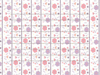 ピンクと紫のお花のパターンお手紙東欧風