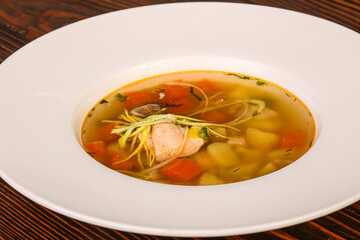 Chicken soup with carrot and potato