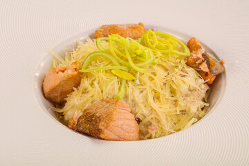 Italian traditional Risotto with salmon