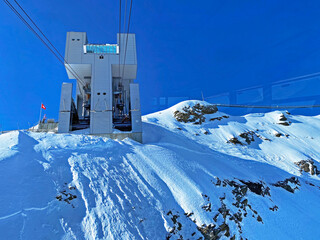 The bottom station of the cable car Col du Pillon - Scex Rouge on the valley station (Travel...