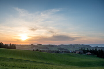Fototapeta na wymiar spring sunset near Dürrenroth, Emmental