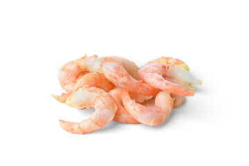 Peeled shrimps isolated on white background.