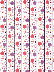 ピンクと紫のお花のパターンフレーム東欧風