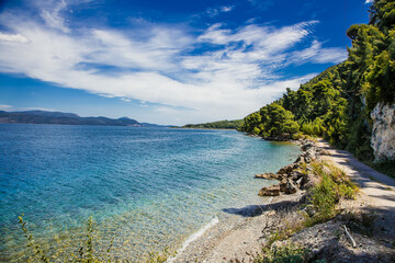 Fototapeta premium Beautiful panoramic view on Kavos beach near Lichada, Evia, Greece.