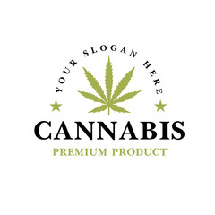 Vintage Marijuana label design, Cannabis Health and Medical therapy, vector illustration