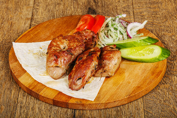 Pork kebab - Sashlik bbq seved vegetables