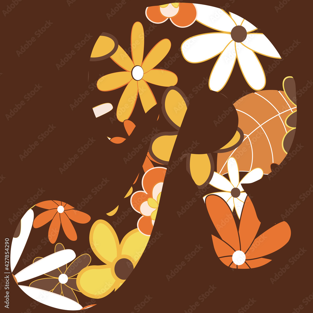 Poster retro letter r from the alphabet seamless repeat pattern print background