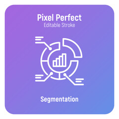 Audience segmentation thin line icon. Circle diagram with segments. Editable stroke, pixel perfect. Vector illustation.