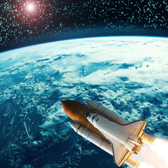 Naklejka premium Rocket and space. The elements of this image furnished by NASA.