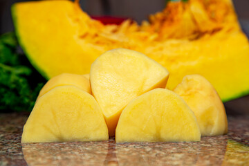 pumpkin on a wooden table
