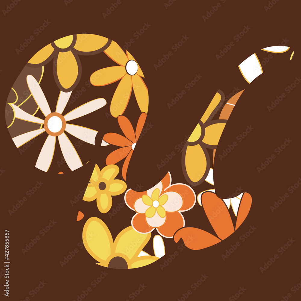 Poster retro letter u from the alphabet seamless repeat pattern print background