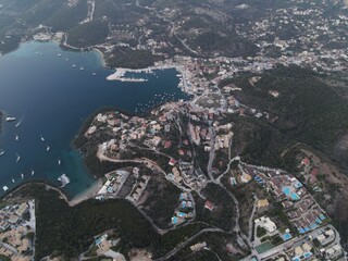 Fototapeta premium Aerial view of famous syvota tourist destination in epirus greece