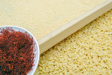 Sardinian saffron called zafferano di San Gavino typical product of Sardinia Island whit...