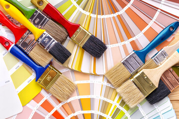Close-up on color palette guide for printing and painting. Concept - choice of colors for design.