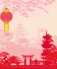 Abstract Asian Landscape card